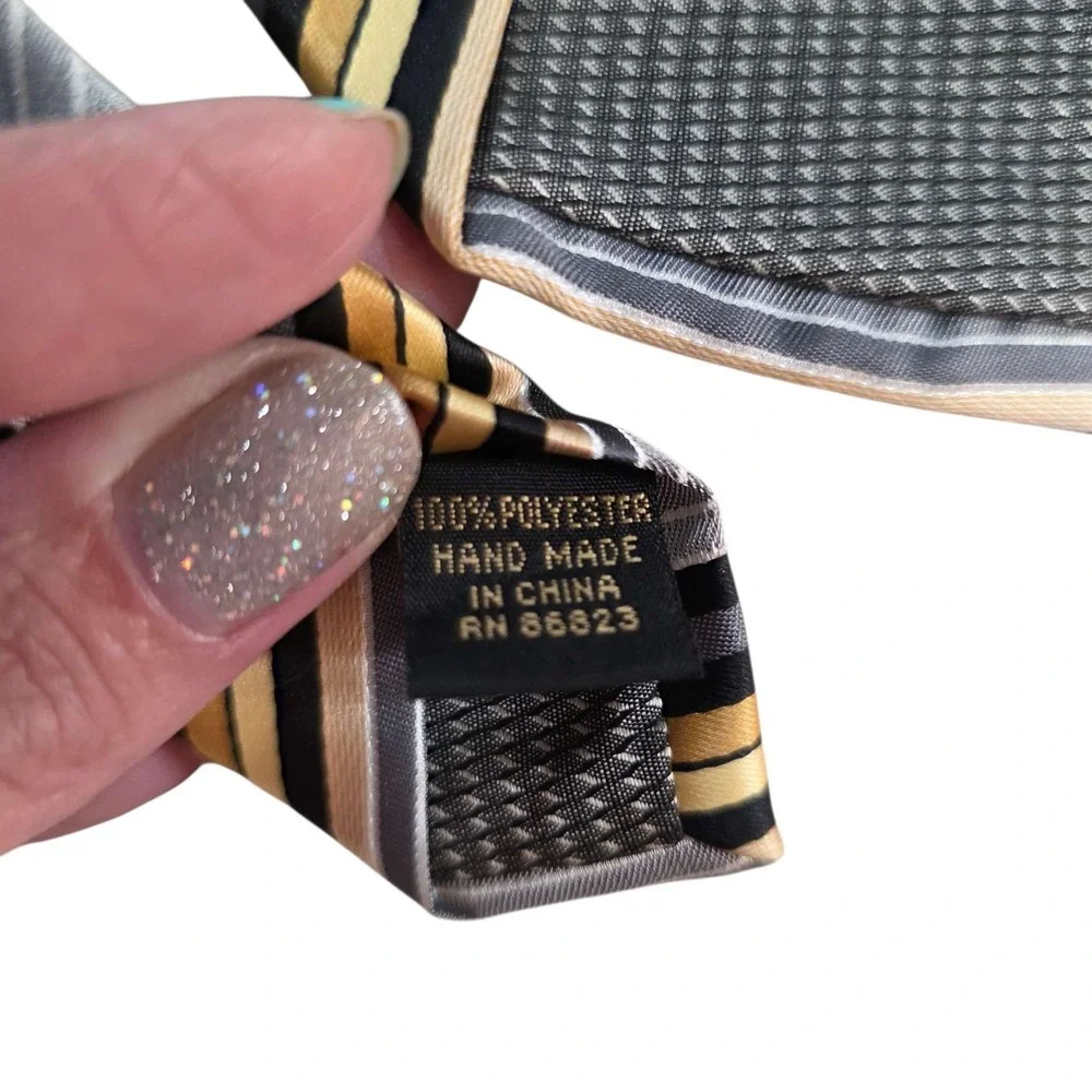 VALERIO GARATI Striped Necktie Polyester Hand Made‎ Business Casual Church Power